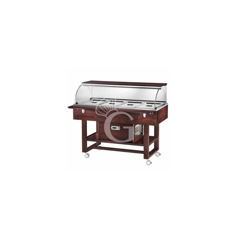 Carro refrigerado de madera con cúpula de plexiglás -5°C/+5°C - L 1480 mm x P 1120 mm x A 1260 mm
