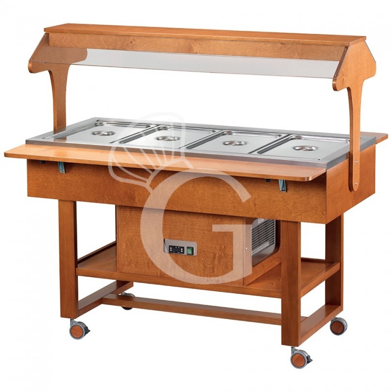 Carro refrigerado de madera con cúpula +2°C/+10°C - L 1480 mm x A 1120 mm x A 1410 mm