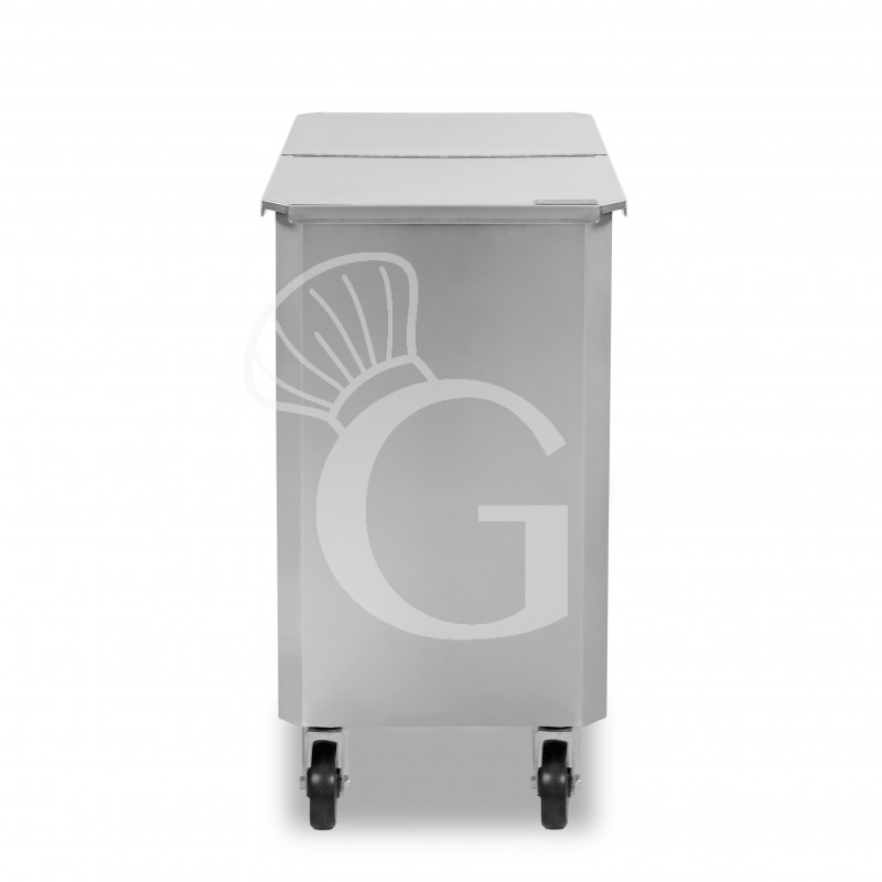 Tolva para harina de acero inoxidable satinado sobre ruedas con separador interno 115 LT