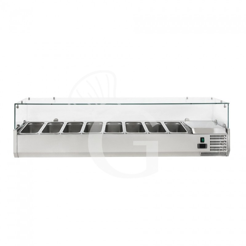Vitrina Refrigerada horizontal para pizzería, L 1800 mm, Capacidad 8 cubetas GN1/3