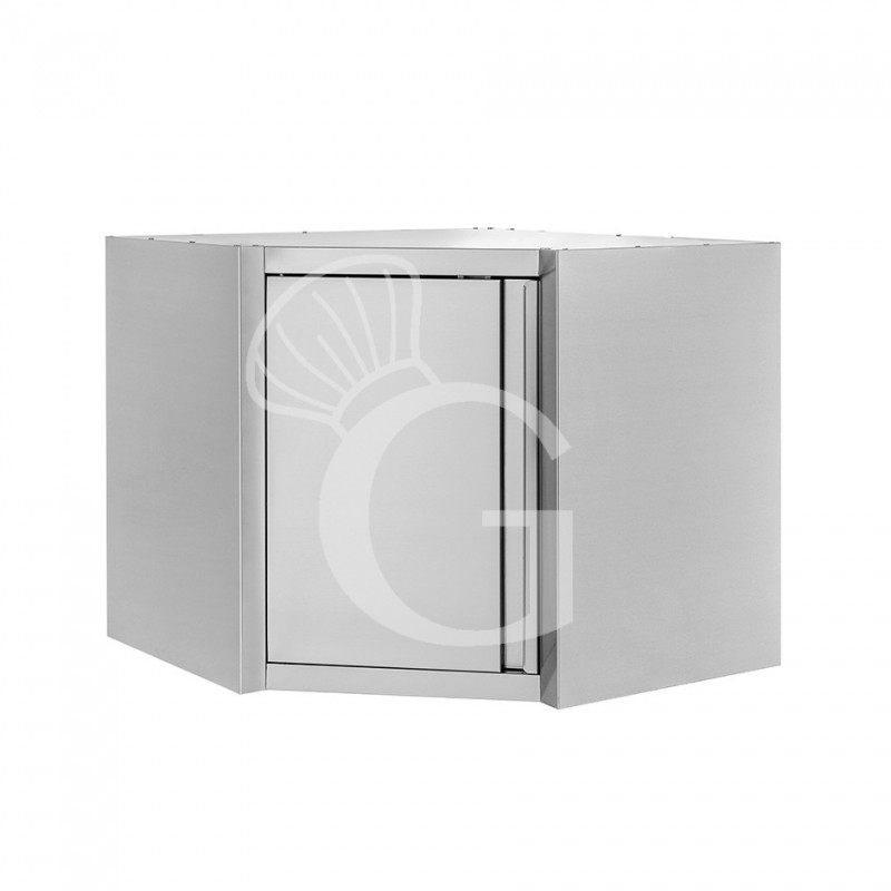 Armario de pared rinconero inox con 1 puerta batiente y 1 estante, L 700 mm x P 700 mm x A 1000 mm
