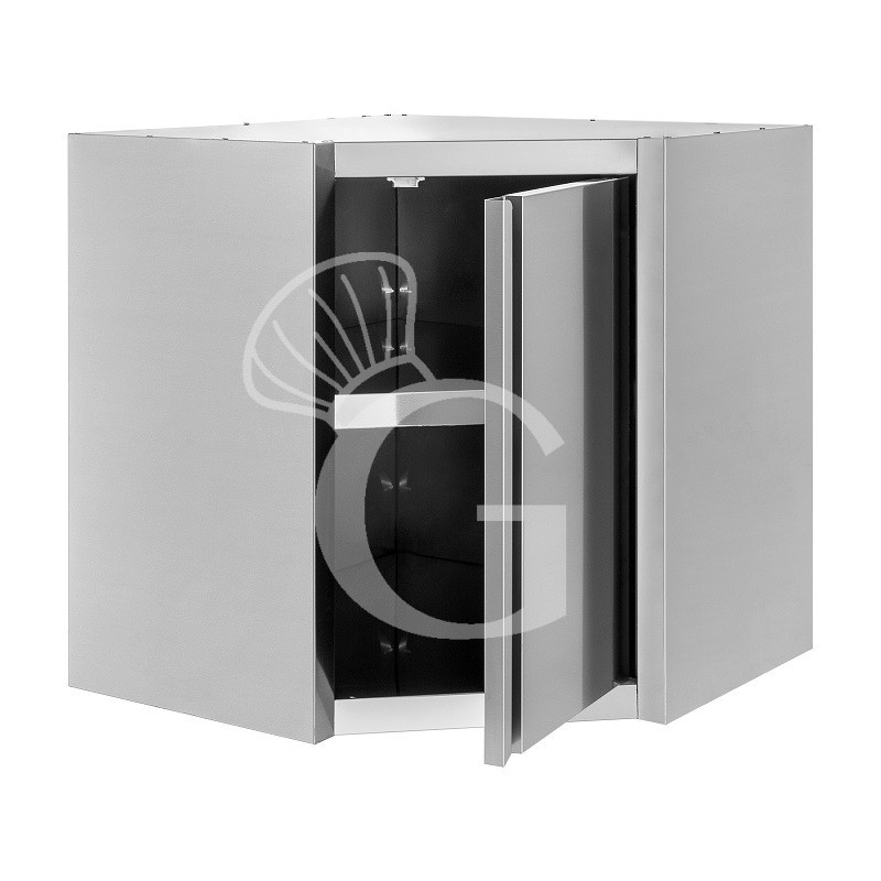 Armario de pared rinconero inox con 1 puerta batiente y 1 estante, L 700 mm x P 700 mm x A 1000 mm