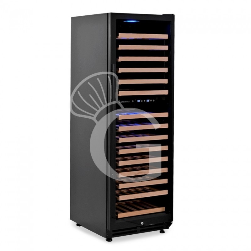 Vinoteca empotrable ventilada doble temperatura 420 LT 15 estantes 165 botellas +5°C/+22°C