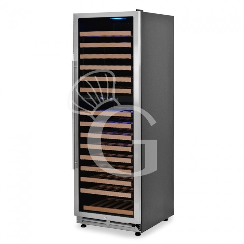 Vinoteca empotrable ventilada puerta de acero inoxidable doble temperatura 420 LT 15 estantes 165 botellas +5°C/+22°C