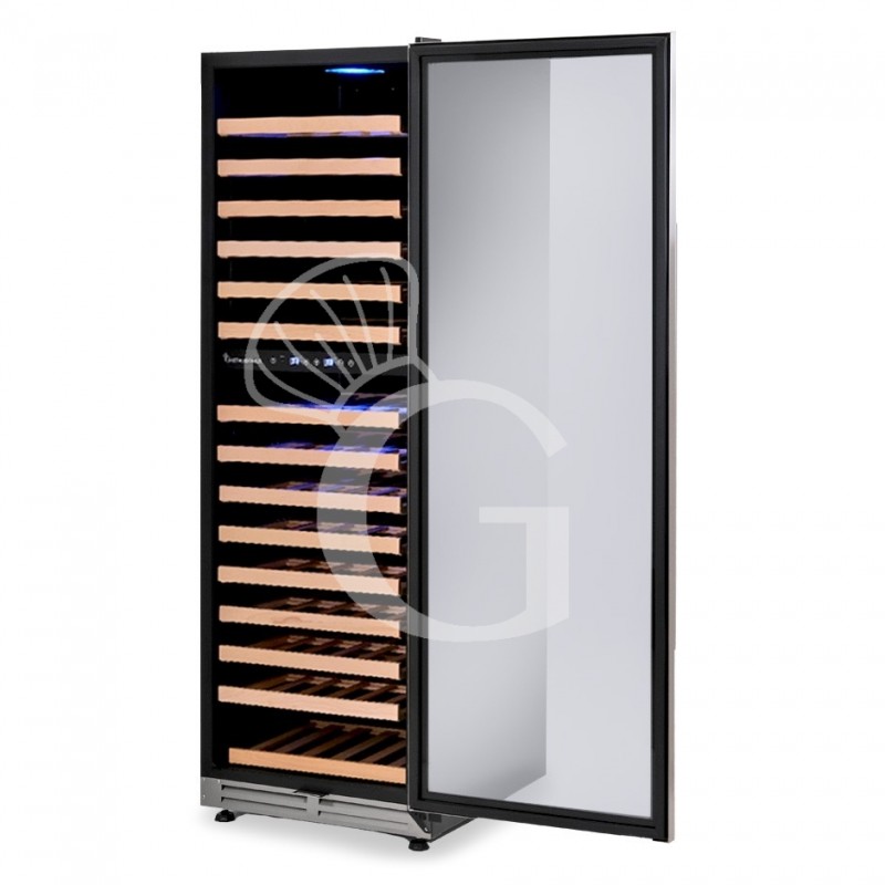 Vinoteca empotrable ventilada puerta de acero inoxidable doble temperatura 420 LT 15 estantes 165 botellas +5°C/+22°C