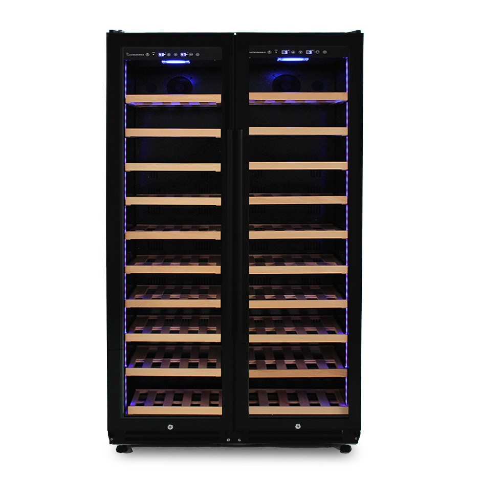 Vinoteca empotrable ventilada doble temperatura 800 LT 20 estantes 306 botellas +5°C/+22°C