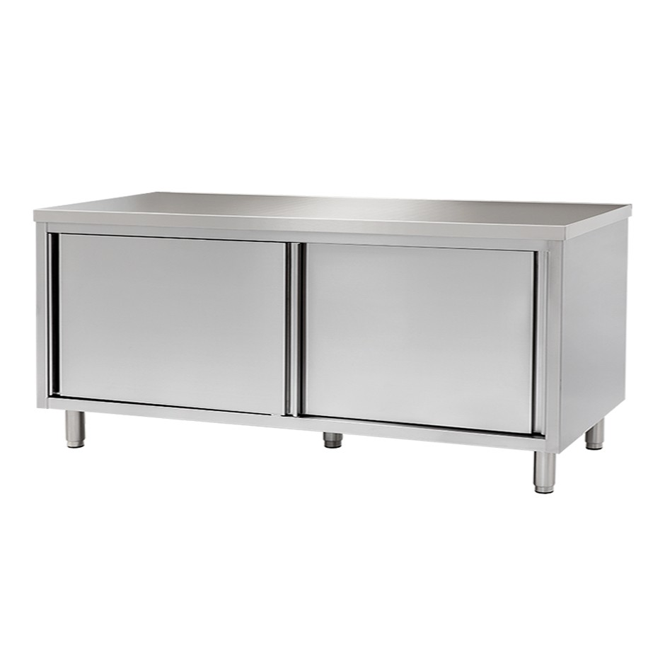 Mesa mural de acero inoxidable 2 puertas correderas L 1900 mm x P 700 mm x A 850 mm