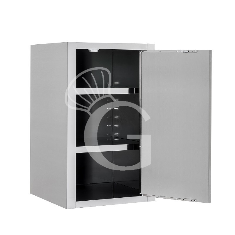 Armario de pared inox con 1 puerta batiente y 2 estantes, L 700 mm x P 400 mm x A 1000 mm