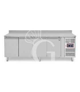 Mesa refrigerada de 4 puertas con peto trasero, profundidad 600 mm, -2 °C/+8 °C, clase energética B