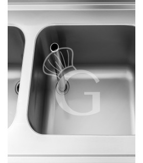 Fregadero 2 puertas , 2 senos, escurridor a la dcha  L1900 mm x L 700 mm x H 965 mm - orificio  grifo Ø 32 mm. de la cubeta