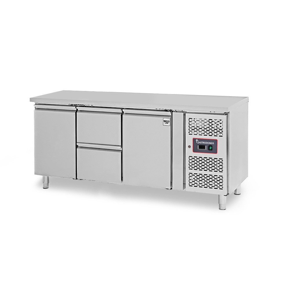 Mesa Refrigerada para gastronomía 2 cajones 2 puertas 700 mm -2°C/+8°C