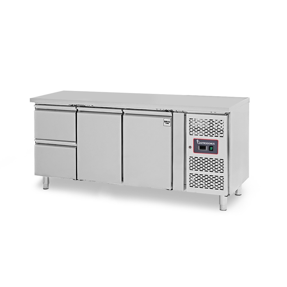 Mesa Refrigerada para gastronomía 2 cajones 2 puertas 700 mm -2°C/+8°C