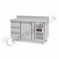Mesa Refrigerada 3 cajones 1 puerta P 700 mm -2°C/+8°C peto trasero