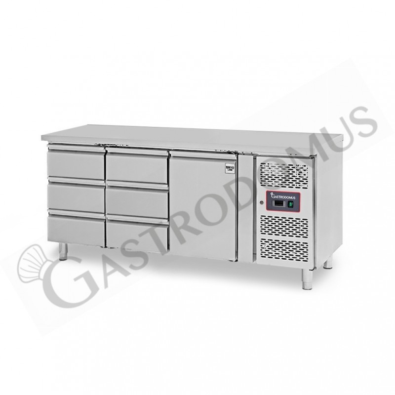 Mesa Refrigerada 6 Cajones 1 Puerta 700 mm de profundidad -2°C/+8°C