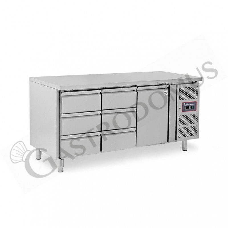 Mesa Refrigerada 6 Cajones 1 Puerta 700 mm de profundidad -2°C/+8°C