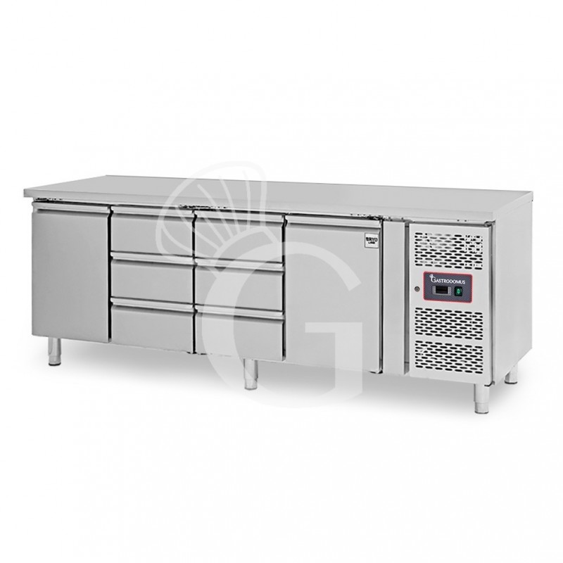 Mesa Refrigerada 6 Cajones 2 Puertas 700 mm de profundidad -2°C/+8°C