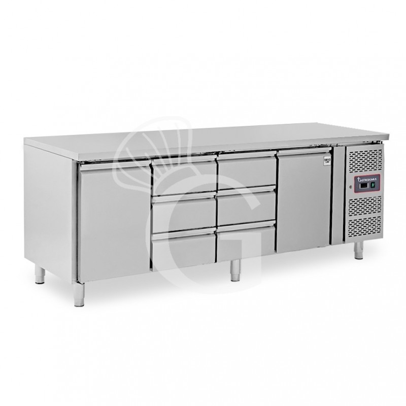 Mesa Refrigerada 6 Cajones 2 Puertas 700 mm de profundidad -2°C/+8°C