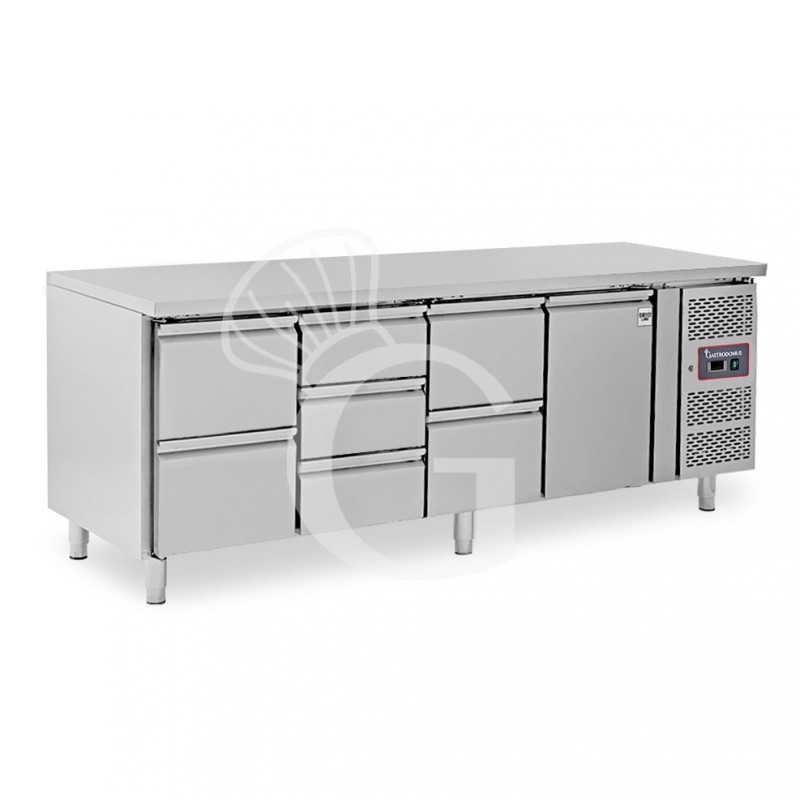Mesa refrigerada 7 cajones 1 puerta 700 mm -2°C/+8°C