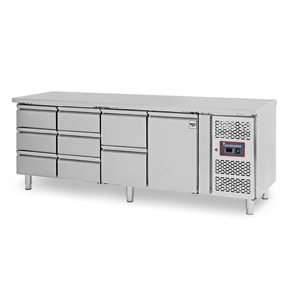Mesa refrigerada 8 cajones 1 puerta 700 mm -2°C/+8°C