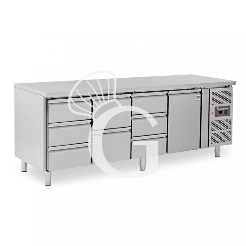 Mesa refrigerada 8 cajones 1 puerta 700 mm -2°C/+8°C