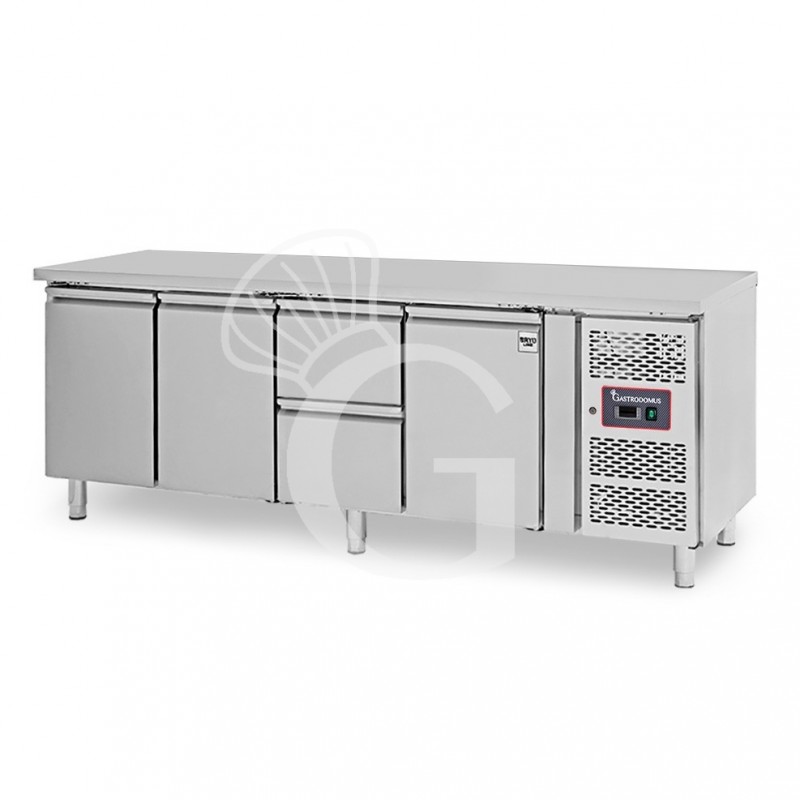 Mesa refrigerada para gastronomía 2 cajones 3 puertas 700 mm -2°C/+8°C