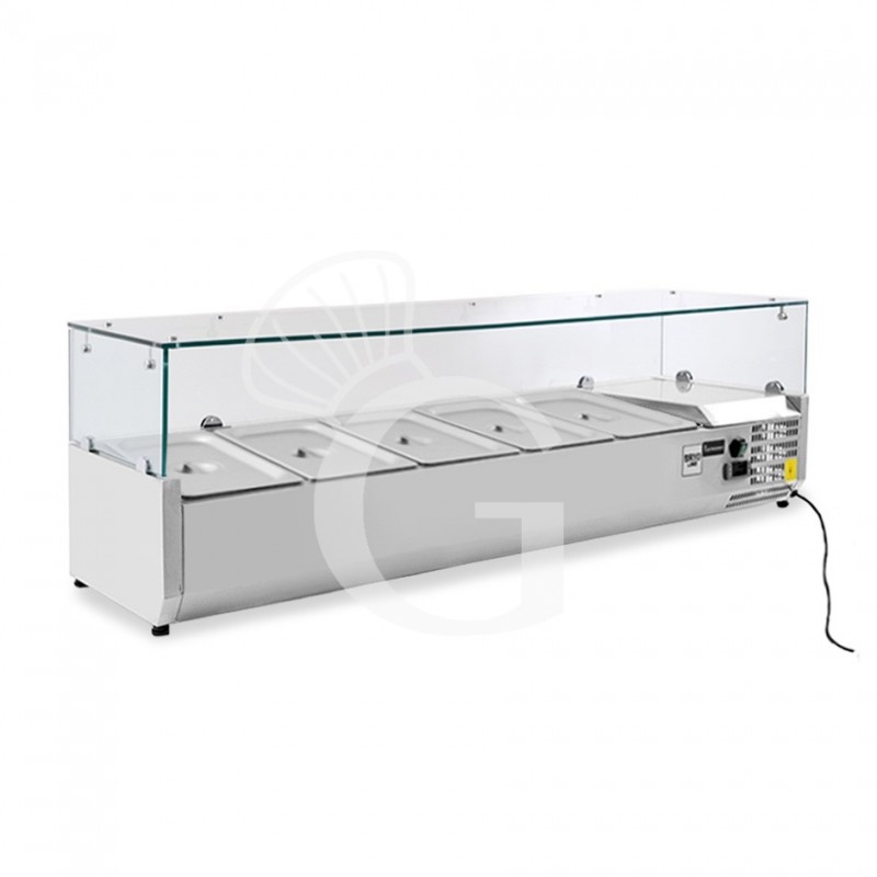 Vitrina Refrigerada horizontal para pizzería, L 1200 mm, Capacidad 5 cubetas GN1/4
