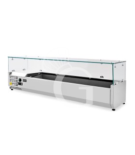 Vitrina refrigerada para pizzería con motor a la izquierda, L1200 mm para 5 cubetas GN 1/4