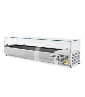 Vitrina Refrigerada horizontal para pizzería, L 1200 mm, Capacidad 3 cubetas GN1/3 + 1 cubeta GN1/2