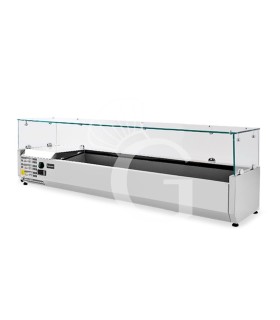 Vitrina Refrigerada horizontal con motor a la izquierda, longitud 1400 mm, Capacidad 4 Cubetas GN1/3 + 1 Cubeta GN1/2
