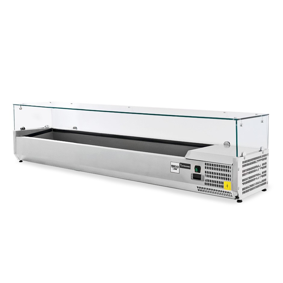 Vitrina Refrigerada horizontal para pizzería, longitud 1500 mm, Capacidad 5 Cubetas GN1/3 + 1 Cubeta GN1/2