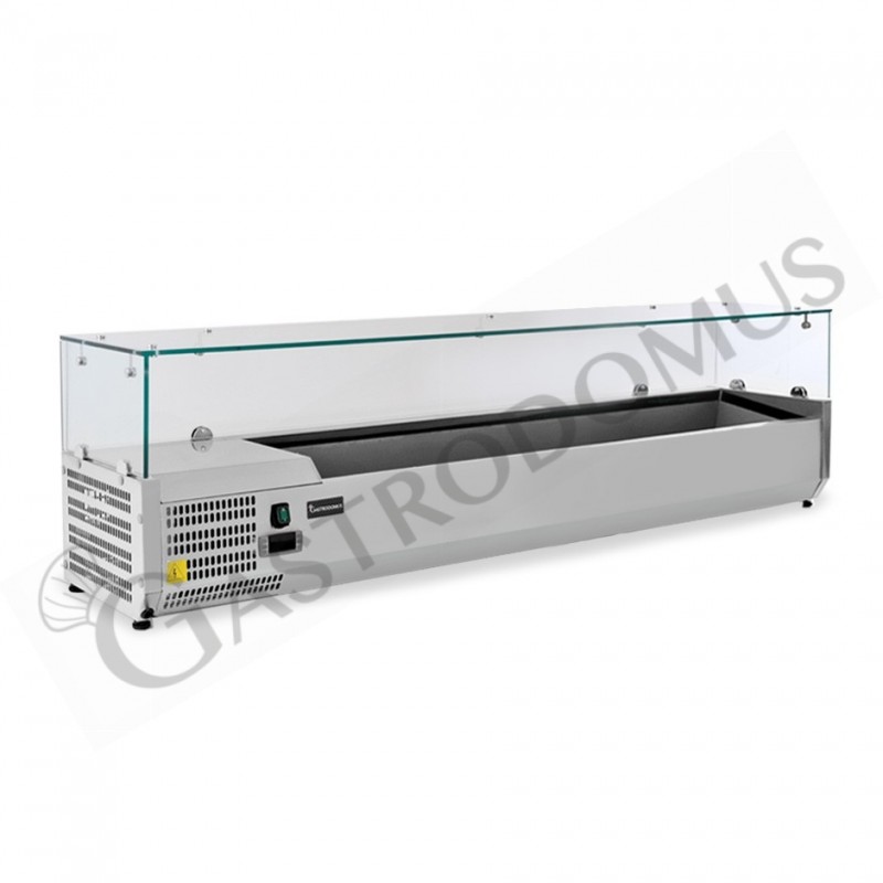 Vitrina Refrigerada horizontal con motor a la izquierda, longitud 1500 mm, Capacidad 5 Cubetas GN1/3 + 1 Cubeta GN1/2