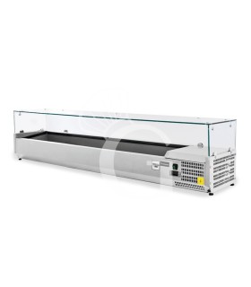 Vitrina refrigerada horizontal para pizzería, 1800 mm de largo, Capacidad 8 cubetas GN1/4