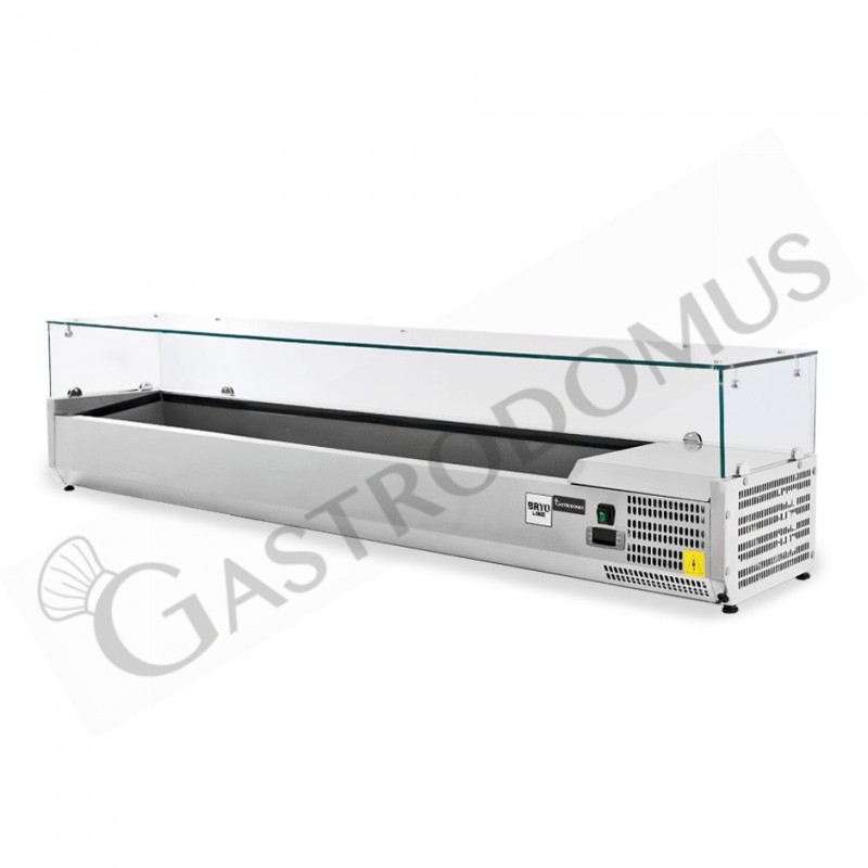 Vitrina refrigerada horizontal para pizzería, 1800 mm de largo, Capacidad 8 cubetas GN1/4