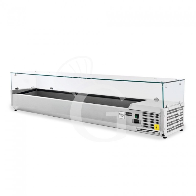 Vitrina refrigerada horizontal para pizzería, 1800 mm de largo, Capacidad 8 cubetas GN1/4