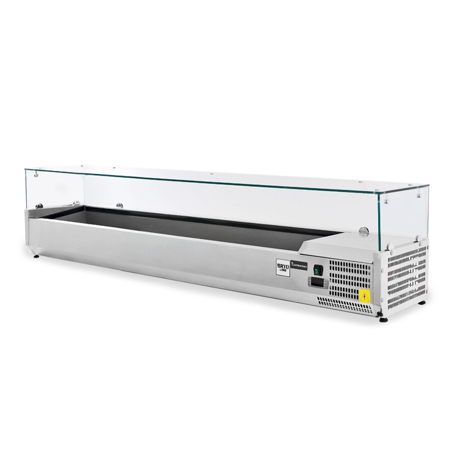 Vitrina refrigerada horizontal para pizzería, 1800 mm de largo, Capacidad 8 cubetas GN1/4