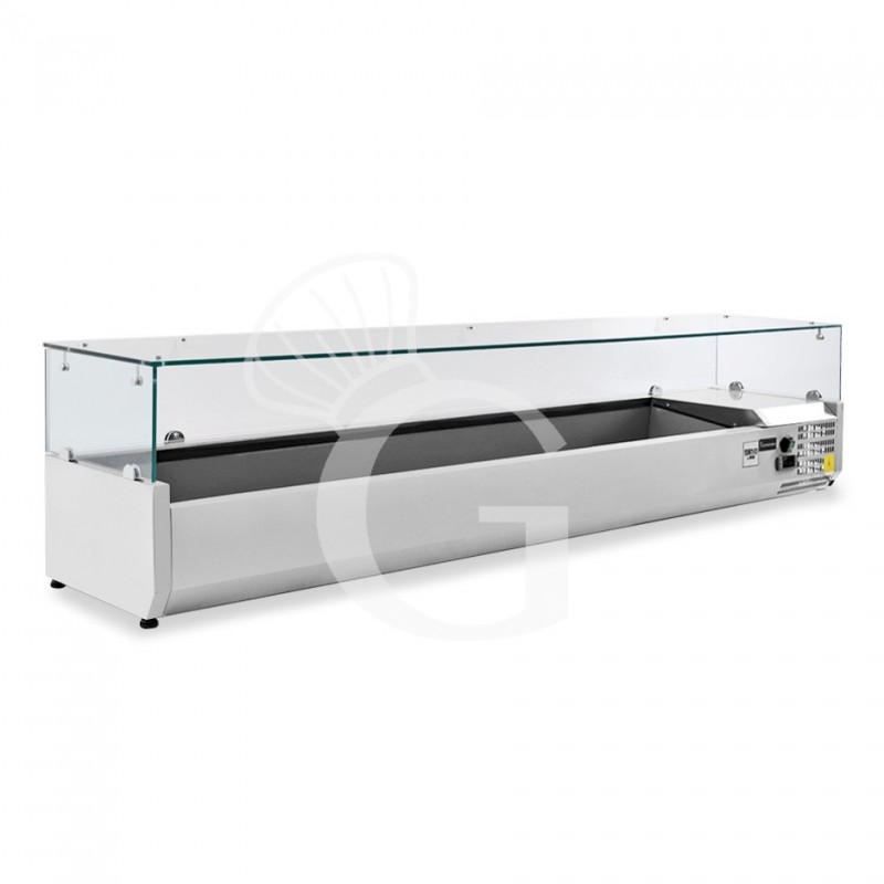 Vitrina refrigerada horizontal para pizzería, 1800 mm de largo, Capacidad 8 cubetas GN1/4
