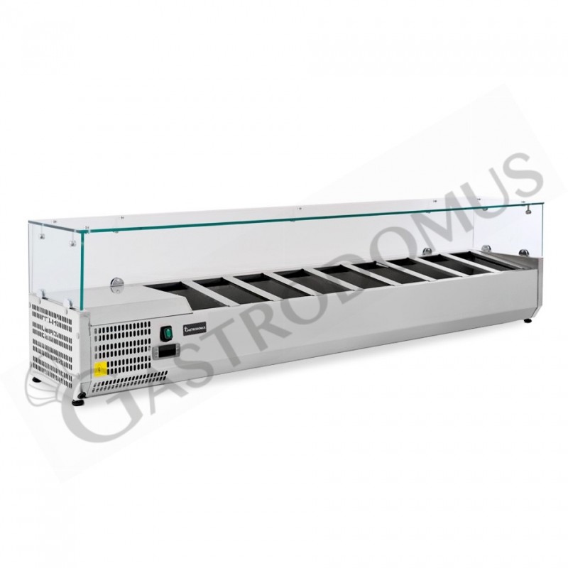 Vitrina Refrigerada horizontal para ingredientes, motor a la izquierda, L 1800 mm, Capacidad 8 Cubetas GN1/3