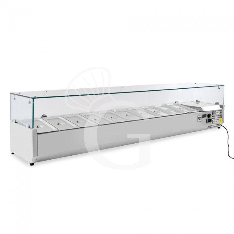 Vitrina Refrigerada horizontal para ingredientes, L 2000 mm, capacidad 10 Cubetas GN1/4