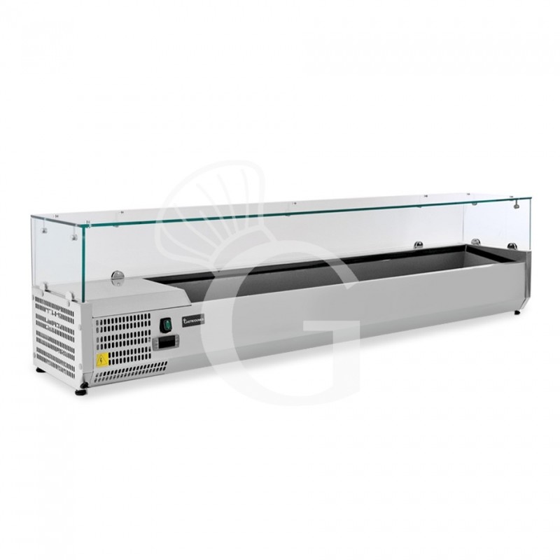 Vitrina Refrigerada horizontal para ingredientes, con motor a la izquierda, L 2000 mm, Capacidad 10 Cubetas GN1/4