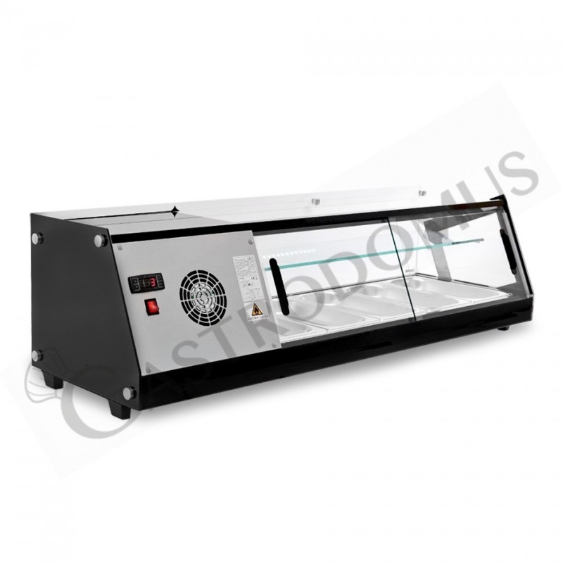 Vitrina Refrigerada para tapas 5 Cubetas GN1/3, 160 W, l 1295 mm x p 395 mm x h 375 mm