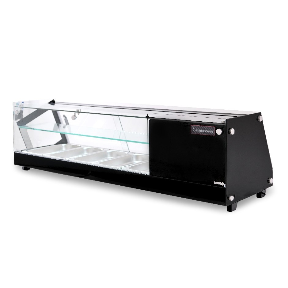Vitrina Refrigerada para tapas 5 Cubetas GN1/3, 160 W, l 1295 mm x p 395 mm x h 375 mm