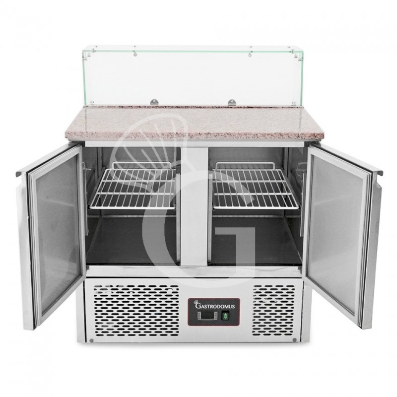 Mesa fría para ensaladas con 2 Puertas, Temperatura +2°C/+8°C, Encimera de granito