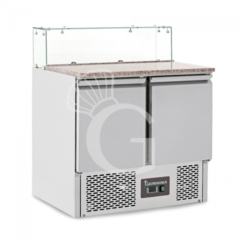 Mesa fría para ensaladas con 2 Puertas, Temperatura +2°C/+8°C, Encimera de granito