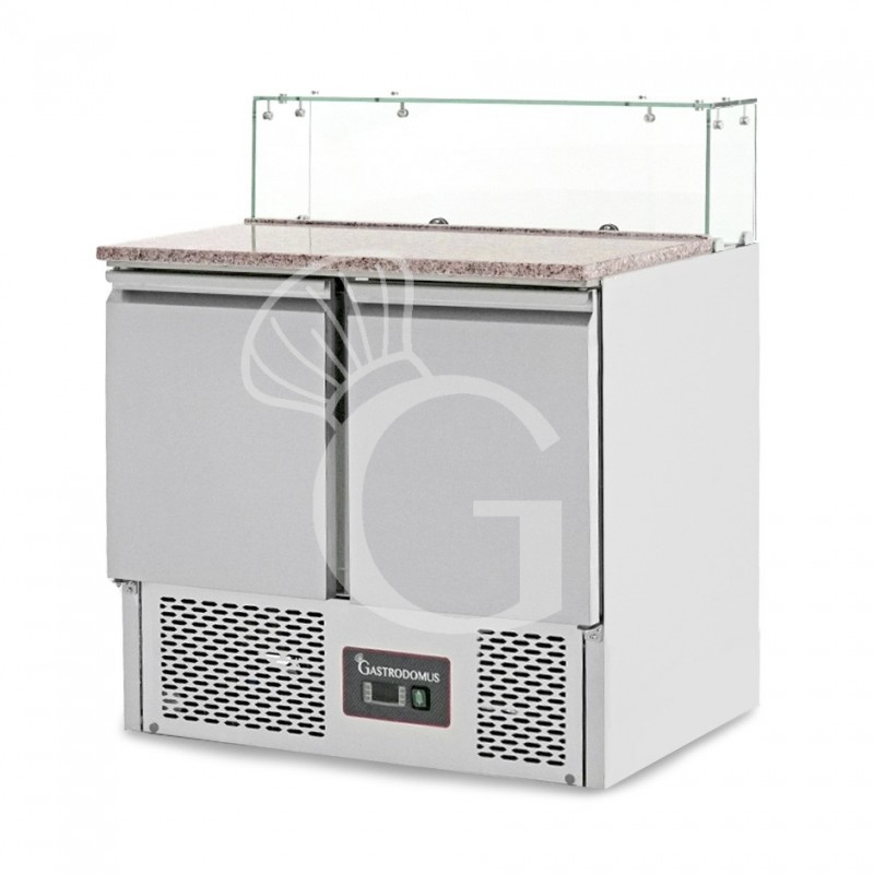 Mesa fría para ensaladas con 2 Puertas, Temperatura +2°C/+8°C, Encimera de granito