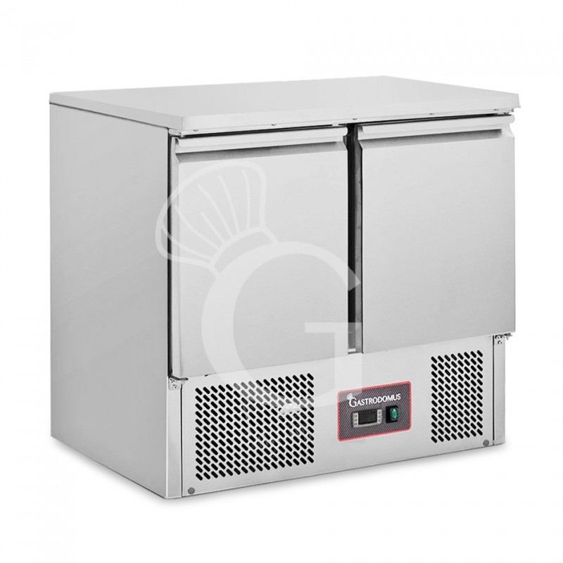 Mesa fría refrigerada estática 2 puertas, temperatura +2 °C/+8 °C, encimera de acero inoxidable