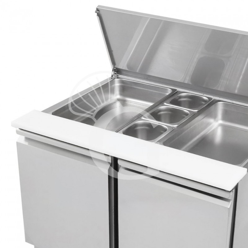 Mesa fria para ensaladas con 2 Puertas, temperatura +2°C/+8°C, tapa de acero inoxidable