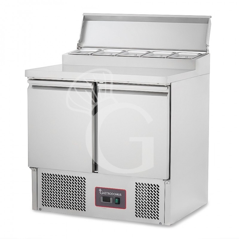 Mesa fría refrigerada con 2 puertas, temperatura +2 °C / +8 °C, con tapa de acero inoxidable