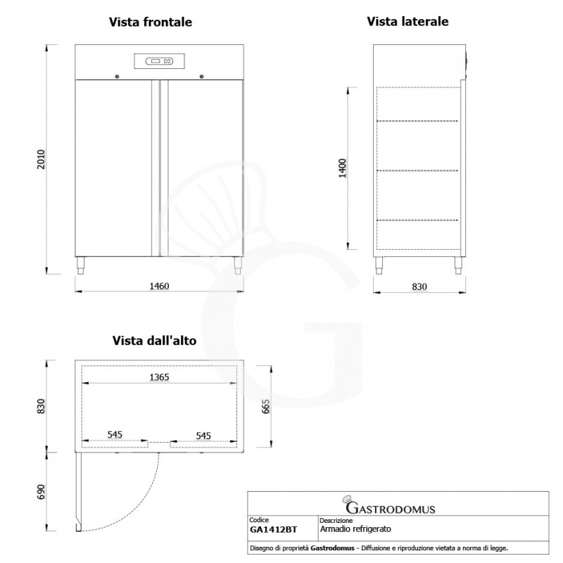 Armario Refrigerado ventilado -18/-22°C 1333 LT Full optional Clase de eficiencia energética D