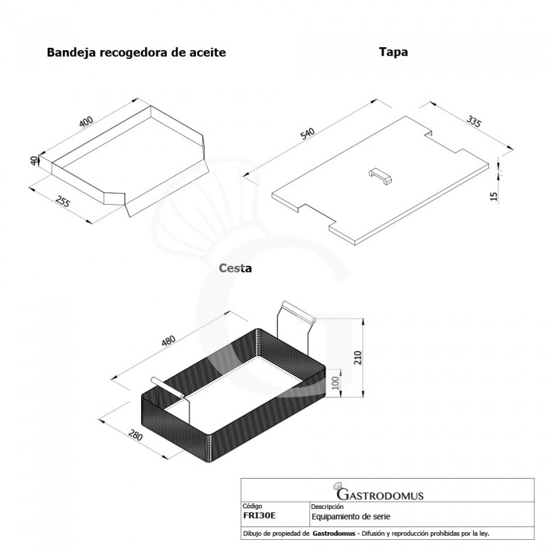 Freidora eléctrica de sobremesa 1 cuba de 30 LT con control de temperatura, 4800 W, Monofásica