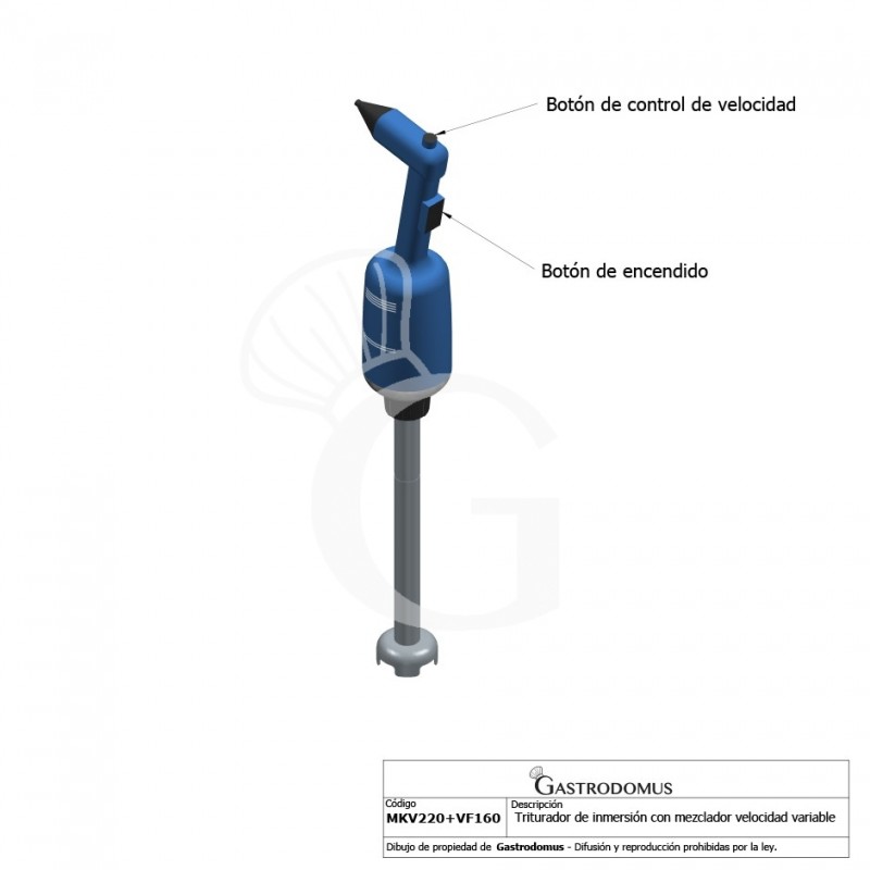Triturador de inmersión con velocidad variable 220 W - 2500 / 5000 rpm